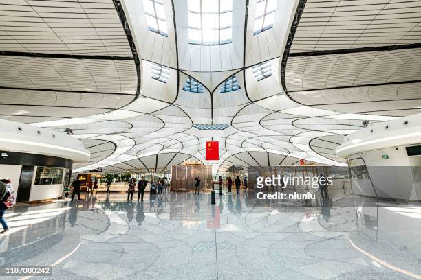 beijing daxing new international airport terminal, beijing, china - fibonacci stock pictures, royalty-free photos & images