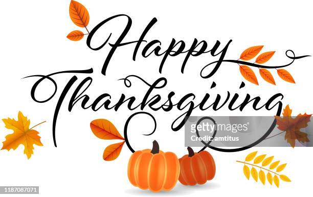 stockillustraties, clipart, cartoons en iconen met happy thanksgiving decoratie - happy thanksgiving text