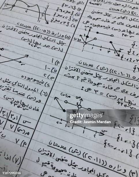 hand written collection of physical formulas - non western script stock pictures, royalty-free photos & images