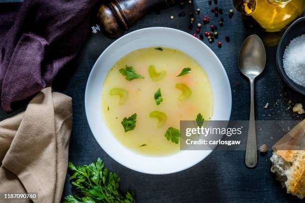 vegetable broth - broth stock pictures, royalty-free photos & images