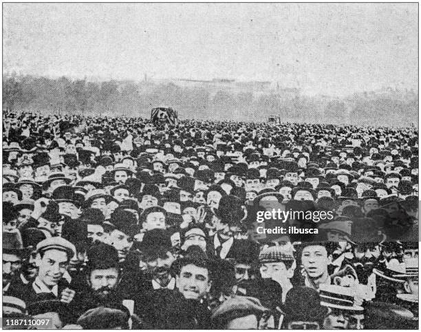 antique photo: a lot of people - demonstration crowd stock illustrations