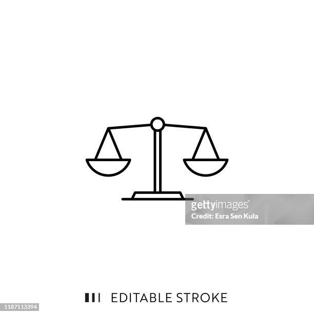 scale icon with editable stroke and pixel perfect. - justice concept stock illustrations