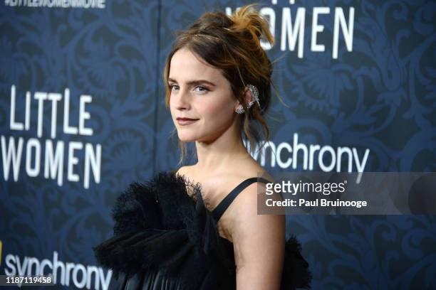Emma Watson attends "Little Women" World Premiere on December 7, 2019 at Museum of Modern Art in New York City.