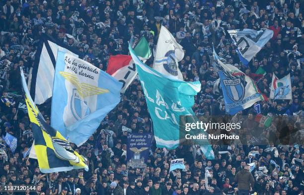 Lazio supporters of Curva Nord during the Serie A match SS Lazio v Fc Juventus at the Olimpico Stadium in Rome, Italy on December 7, 2019