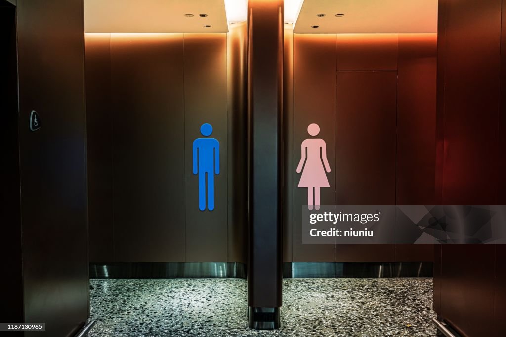 Modern toilet sign,Man and woman silhouette illustration, restroom sign