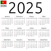 Calendar 2025, Portuguese, Sunday