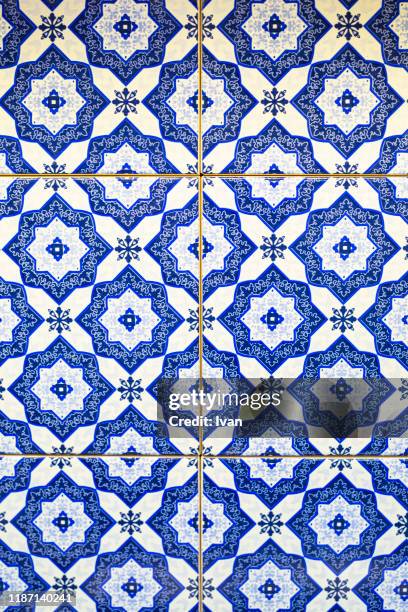 full frame of texture, colorful wall tiles - arabic ornament stock-fotos und bilder