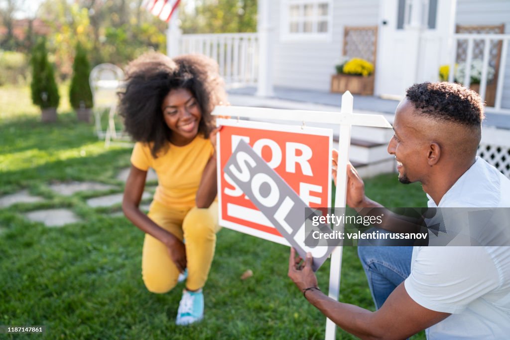 Young couple buying a new house