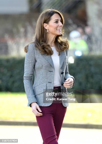 Catherine, Duchess of Cambridge attends Shout's Crisis Volunteer celebration event at Troubadour White City Theatre on November 12, 2019 in London,...