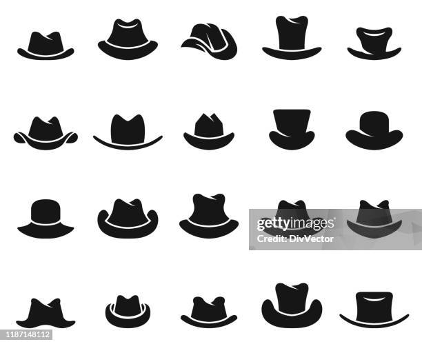 ilustrações de stock, clip art, desenhos animados e ícones de cowboy hat vector set - chapéu de cowboy