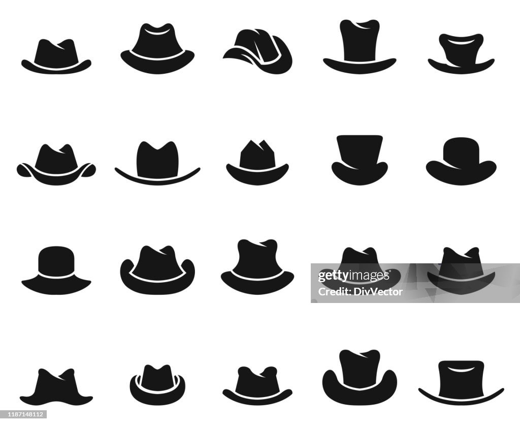 Cowboy hat vector set
