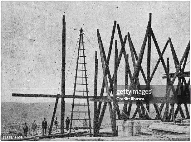 antique photo: building of sacre coeur de paris - coeur stock illustrations