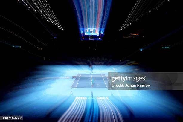 General view inside the stadium in the singles match between Roger Federer of Switzerland and Matteo Berrettini of Italy during Day Three of the...