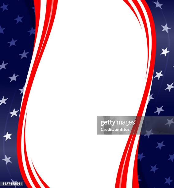 red blue stripes stars - us flag border stock illustrations