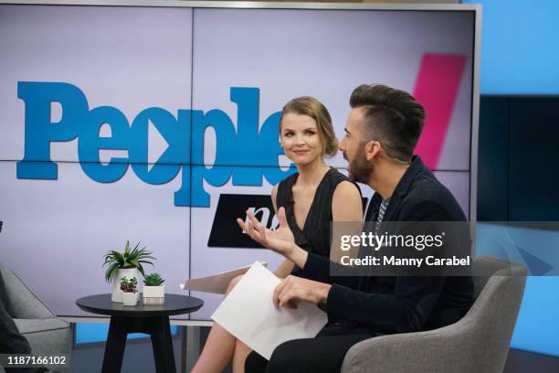 People Now hosts Andrea Boehlke and Jeremy Parsons interview Brandon Jenner at People Now Studios on November 12, 2019 in New York, United States.