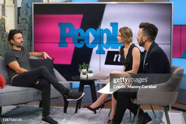 People Now hosts Andrea Boehlke and Jeremy Parsons interview Brandon Jenner at People Now Studios on November 12, 2019 in New York, United States.