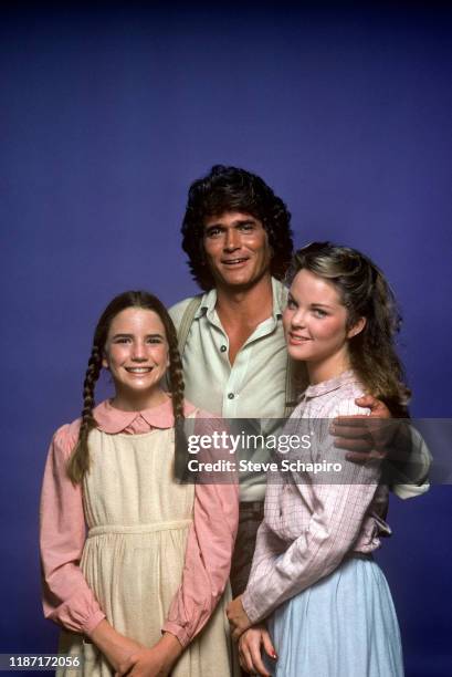 Portrait of, from left, American actors Melissa Gilbert and Michael Landon , and American-born Canadian actress Melissa Sue Anderson, all of the tv...