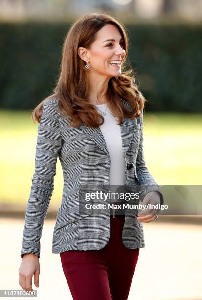 Catherine, Duchess of Cambridge attends Shout's Crisis Volunteer celebration event at Troubadour White City Theatre on November 12, 2019 in London,...