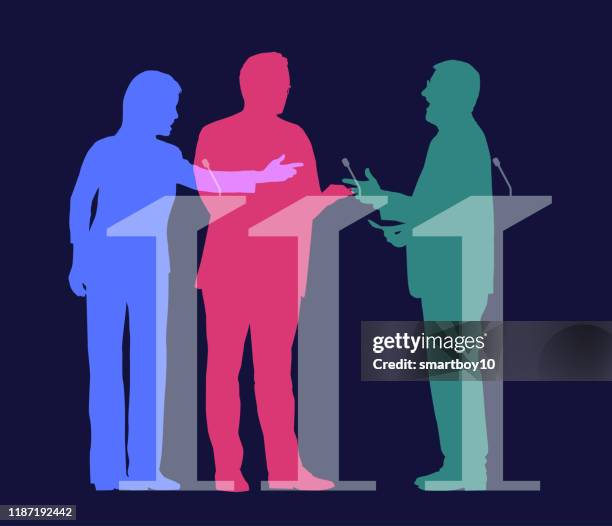 tv election debate - speaker podium stock illustrations
