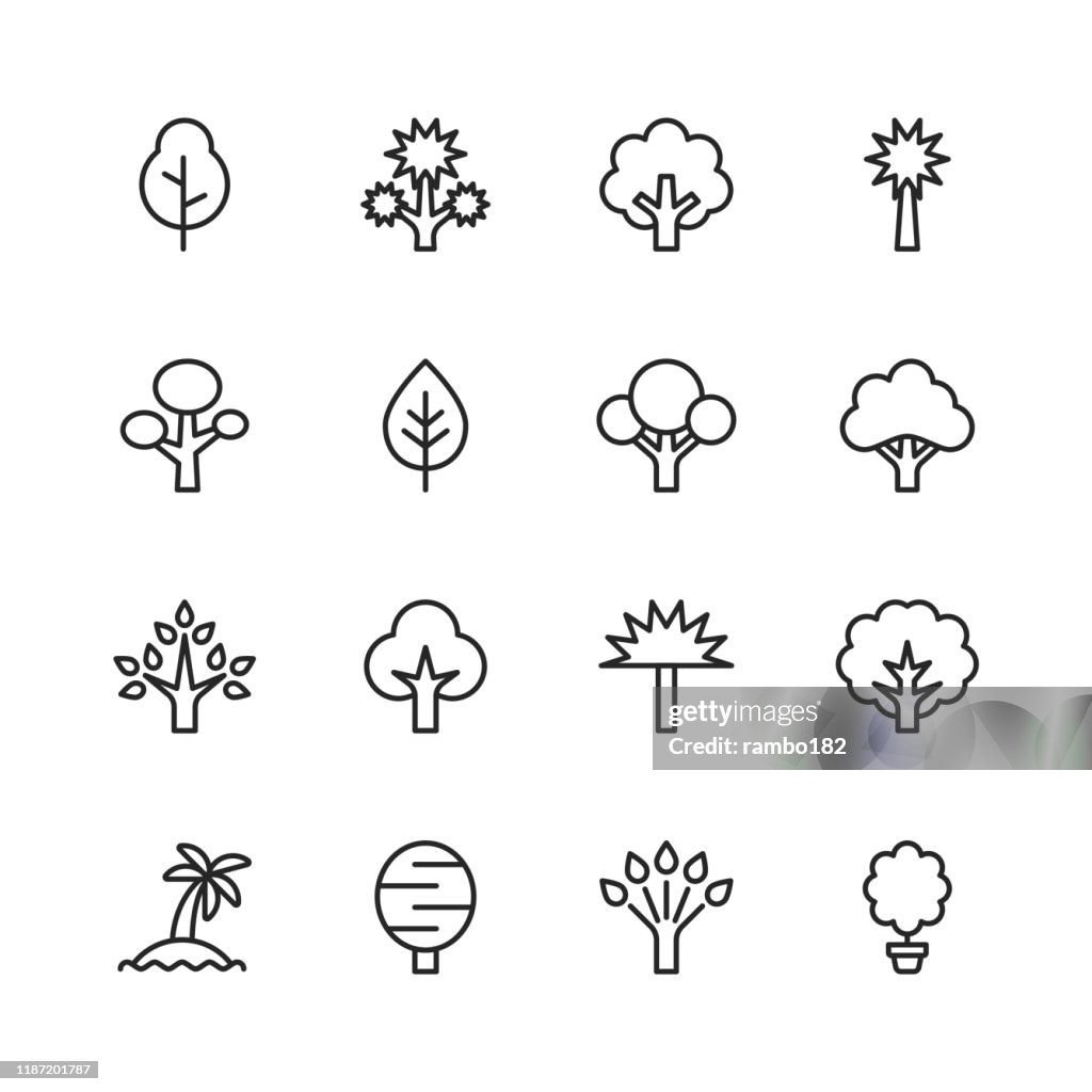 Tree Line Icons. Editable Stroke. Pixel Perfect. For Mobile and Web. Contains such icons as Tree, Forest, Nature, Outdoors, Environment, Ecology.