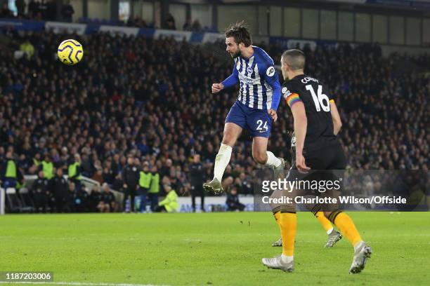 Davy Propper of Brighton scores their 2nd goal during the Premier League match between Brighton & Hove Albion and Wolverhampton Wanderers at American...