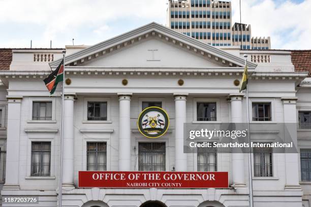 facade of city hall of nairobi, nairobi county, kenya - nairobi kenya stock pictures, royalty-free photos & images