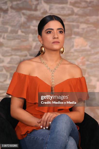Paulina Gaitán looks on during the presentation of the TV show 'Narcos''s all season will be aired on A&E at Four Seasons Hotel Mexico City on...