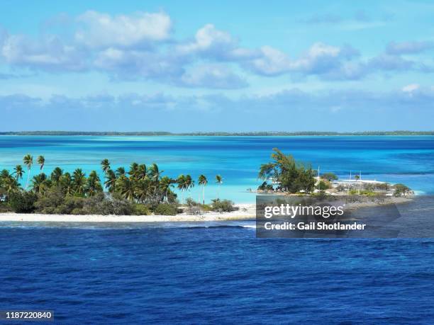 fanning island atoll (high vantage point) - micronesia stock pictures, royalty-free photos & images