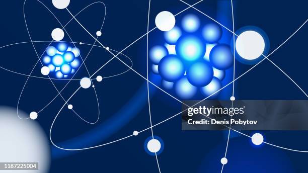 stockillustraties, clipart, cartoons en iconen met futuristische wetenschappelijke vector illustration-atomen in de macrocosm. - model to scale