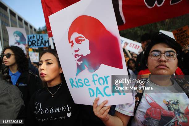 Students and supporters rally in support of DACA recipients on the day the Supreme Court hears arguments in the Deferred Action for Childhood...