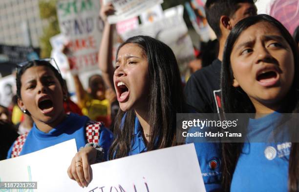 Students and supporters rally in support of DACA recipients on the day the Supreme Court hears arguments in the Deferred Action for Childhood...