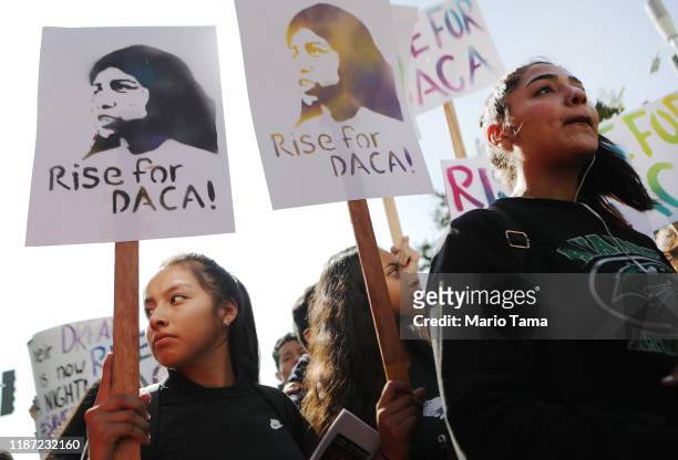 Students and supporters rally in support of DACA recipients on the day the Supreme Court hears arguments in the Deferred Action for Childhood...