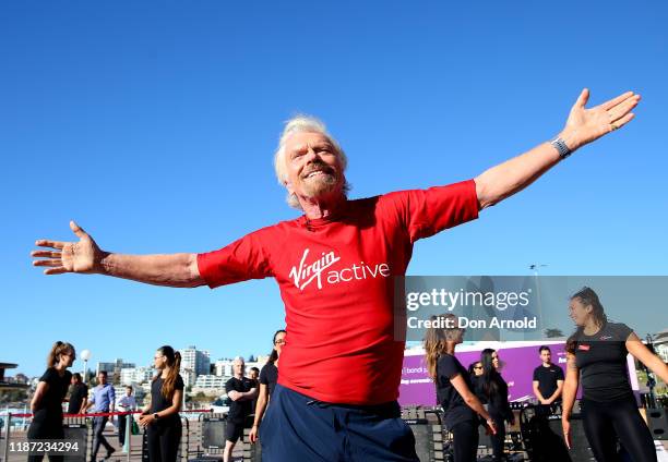 Richard Branson poses at Bondi Beach on November 13, 2019 in Sydney, Australia.