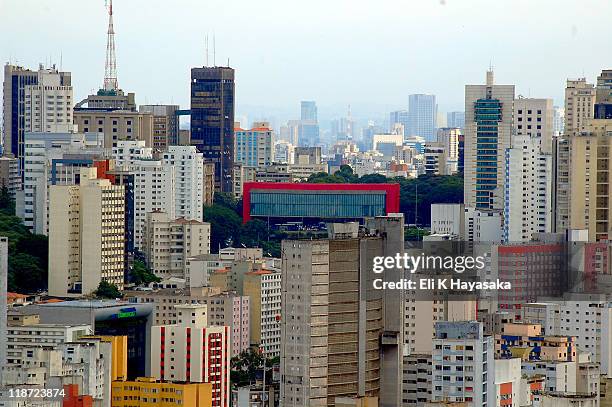 masp na paisagem - paisagem urbana fotografías e imágenes de stock