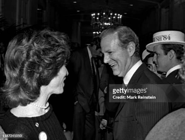 White House Chief of Staff James Baker at the announcement of President Ronald Reagan's decision to run for re-election party by Republican...