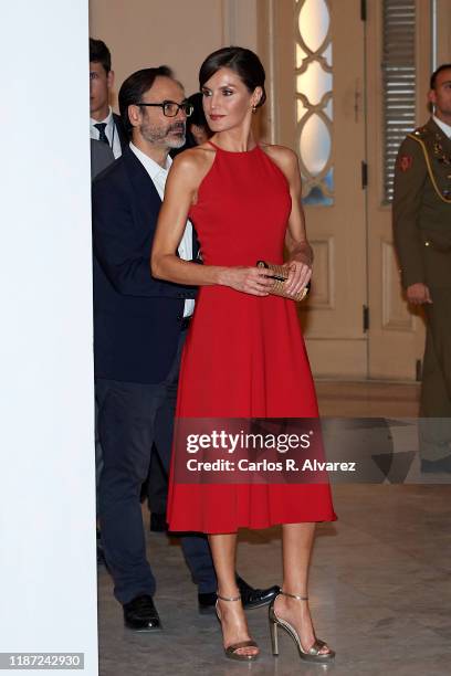 Queen Letizia of Spain attends ‘Espana y Cuba: Contigo en la Distancia’ exhibition at Alicia Alonso Gran Theater on November 12, 2019 in La Havana,...