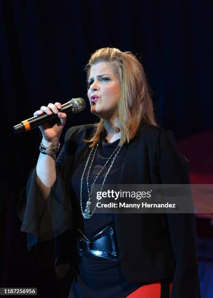 Ann Curless of Exposé performance at Mega Beer and 90s Music Festival at Magic City Casino on November 9th, 2019 in Miami, FL.