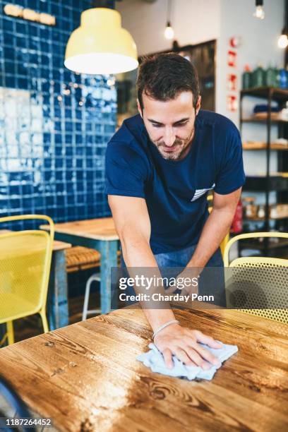 hygiene and hospitality go hand in hand - restaurant cleaning stock pictures, royalty-free photos & images