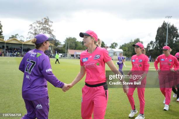 Ellyse Perry of the Sixers in action during the Women's Big Bash League match between the Sydney Sixers and the Hobart Hurricanes at Invermay Park on...