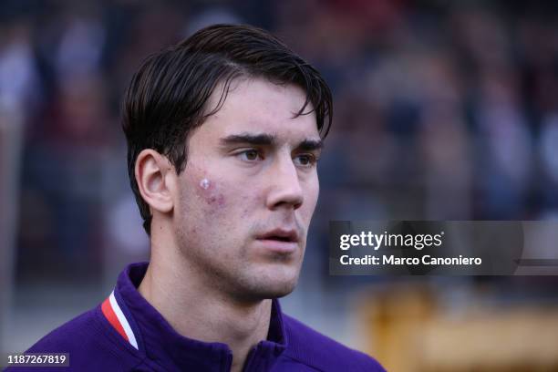 Dusan Vlahovic of Ac Fiorentina during the Serie A match between Torino Fc and Acf Fiorentina. Torino Fc wins 2-1 over Acf Fiorentina.