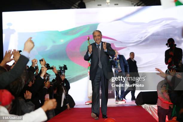 Ali Benflis, former prime minister and presidential candidate, during his election campaign in Algiers, Algeria on 08 December 2019. - Five...