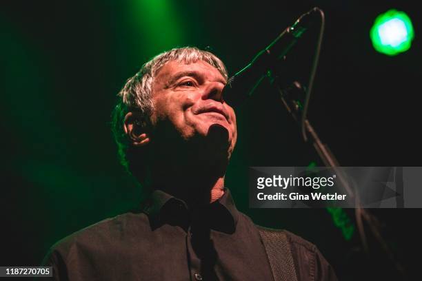 Franco-English bass player Jean-Jacques Burnel of The Stranglers performs live on stage at a concert at Huxleys Neue Welt on December 8, 2019 in...
