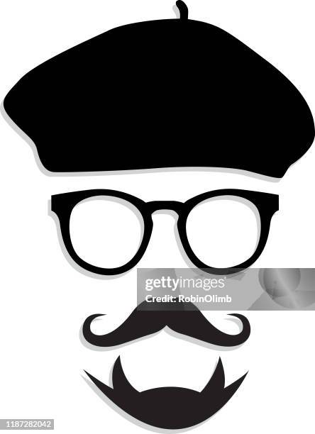 beret hipster face - moustache stock illustrations