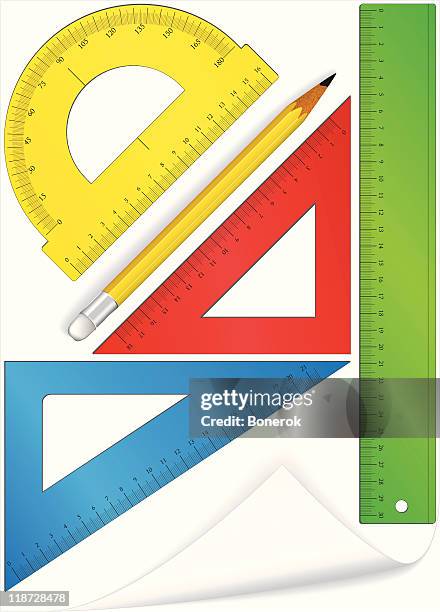 ilustraciones, imágenes clip art, dibujos animados e iconos de stock de juego de geométrico - protractor