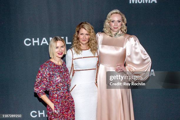 Naomi Watts, Laura Dern and Gwendoline Christie attend the 2019 Museum Of Modern Art Film Benefit: A Tribute To Laura Dern at Museum of Modern Art on...