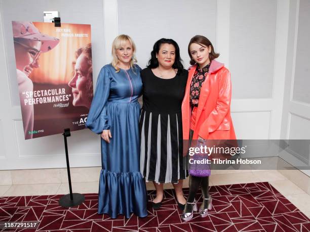 Patricia Arquette, Jenelle Riley and Joey King attend SAG-AFTRA's Q&A for Hulu's 'The Act' at The London Hotel on November 12, 2019 in West...