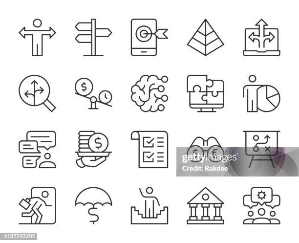 business solution - light line icons - save time computer stock illustrations
