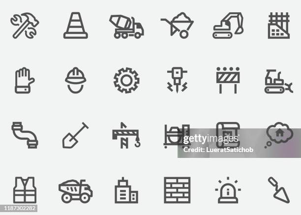 under construction graphics line icons - reflector stock illustrations