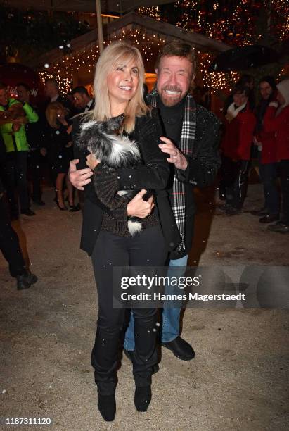 Actor Chuck Norris and wife Gena O'Kelley during the Gut Aiderbichl Christmas Market opening on November 12, 2019 in Henndorf am Wallersee, Austria.