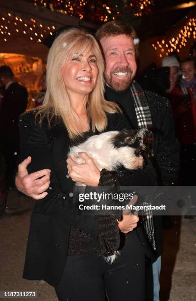 Actor Chuck Norris and wife Gena O'Kelley during the Gut Aiderbichl Christmas Market opening on November 12, 2019 in Henndorf am Wallersee, Austria.